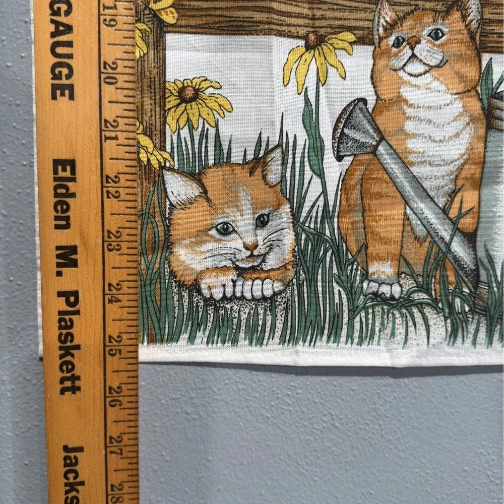 Vintage 1990 Kitten Cat Fabric Wall Calendar Tea Towel Cotton 15x25 Brazil Decor